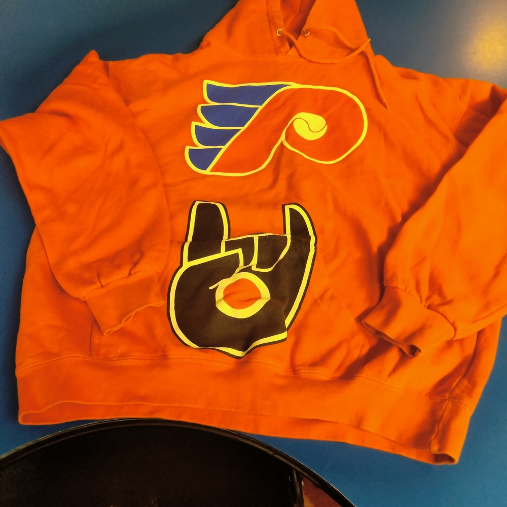 Orange Hoodie with Graphic Design